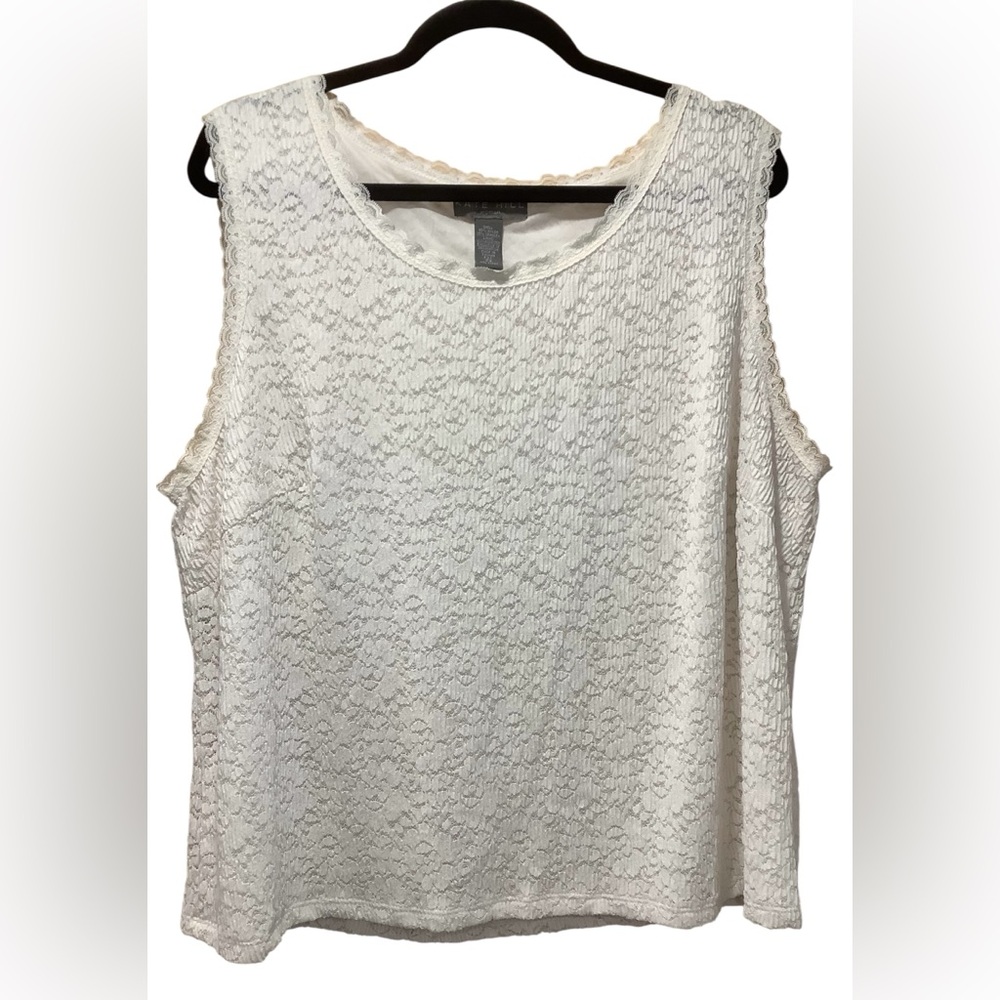 Kate Hill White Lace Tank Top Size 2X